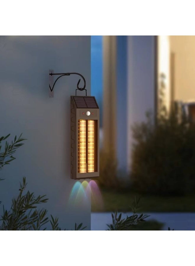 مصباح جداري خارجي يعمل بالطاقة الشمسية، مصباح LED بقدرة 18 واط مزود بمستشعر حركة، إضاءة أمنية خارجية مقاومة للماء بمعيار IP65، لون أسود. - Image 2
